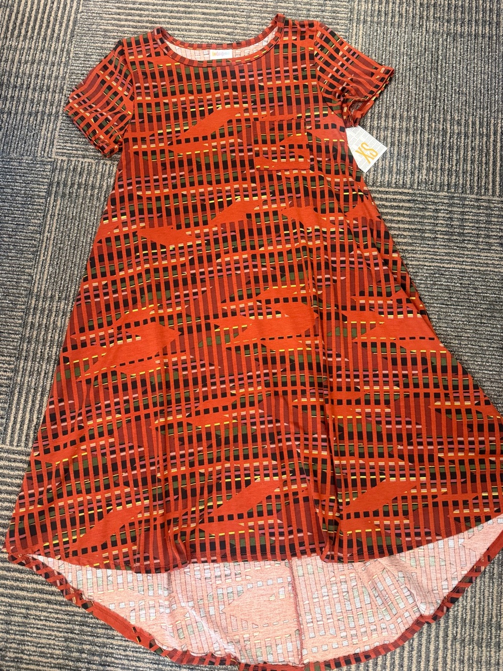 NWT LuLaRoe Carly Orange Aztec High-Low Dress Sz XS